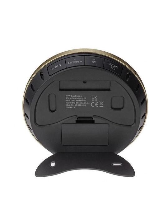 TFA Tabletop Metal Clock Gold 35.1124.53