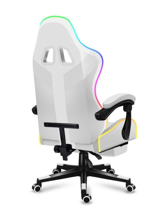 Huzaro Force 4.7 Fabric Gaming Chair with RGB Lighting and Footrest White