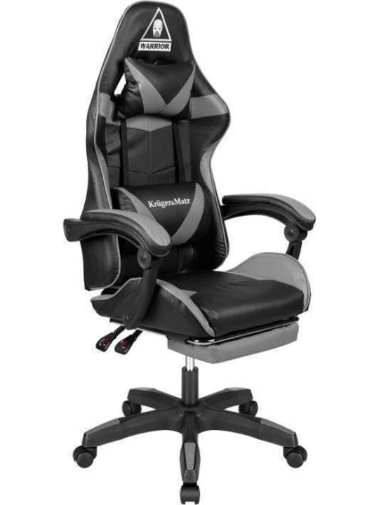 Kruger & Matz Warrior GX-150 Artificial Leather Gaming Chair with Footrest Gray