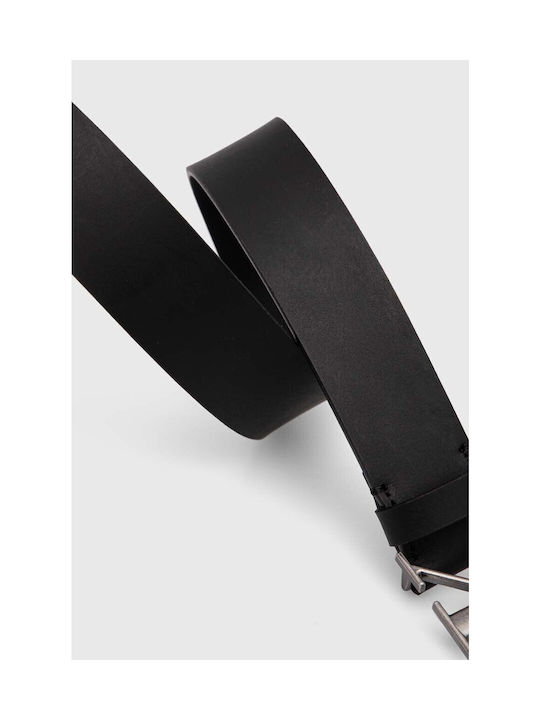 Calvin Klein Round Mono Plaque Men's Fabric Webbing Belt Belt Black