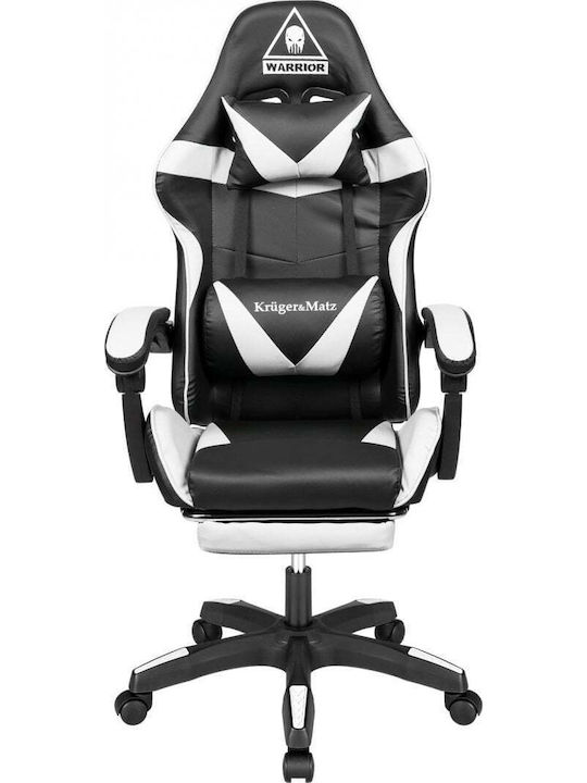 Kruger & Matz Warrior GX-150 Καρέκλα Gaming Δερματίνης με Υποπόδιο Μαύρο / Λευκό