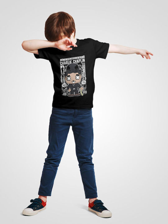 Pop Culture Kinder-T-Shirt Schwarz Charlie Chaplin