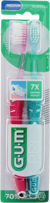 GUM Manual Toothbrush Medium Pink-blue 2pcs