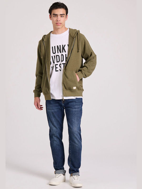 Funky Buddha Herren Sweatshirt Jacke mit Taschen Khaki