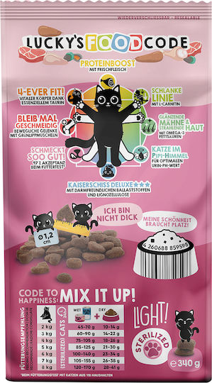 Lucky Lou Light Sterilised Trockenfutter ohne Getreide & Gluten für erwachsene sterilisierte Katzen mit Geflügel / Lamm 1.7kg