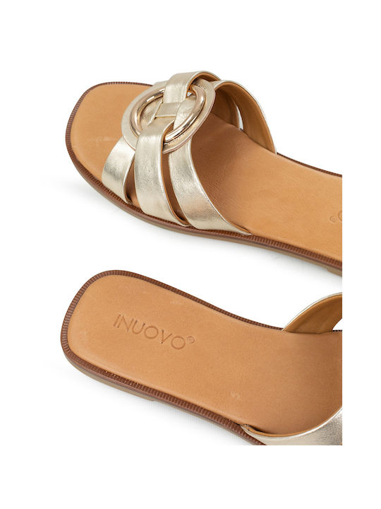 Women's Flat Sandals in Gold Color