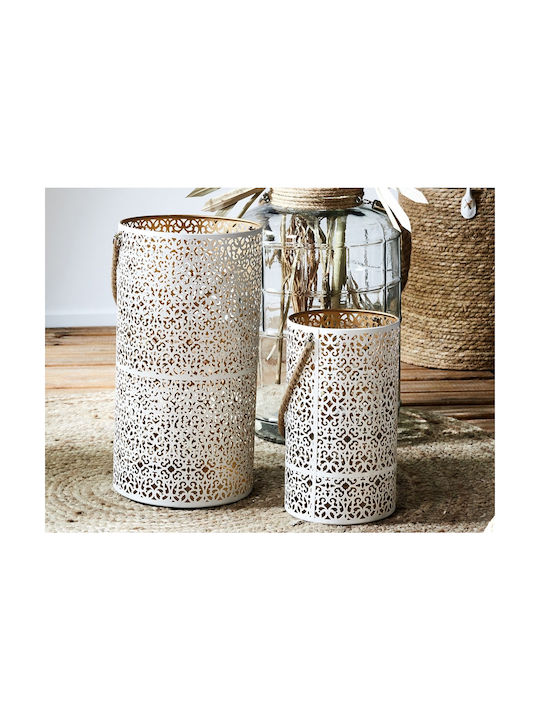 The Home Deco Factory Σετ Φαναράκια Μεταλλικά Επιτραπέζια Λευκά 2τμχ