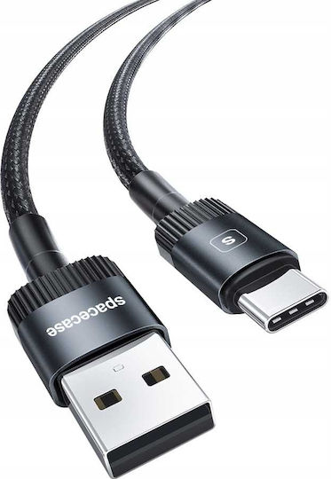 Spacecase USB 2.0 Cable USB-C male - USB-A Μαύρο 2m 121290