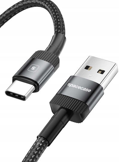 Spacecase USB 2.0 Cable USB-C male - USB-A Μαύρο 2m 121290