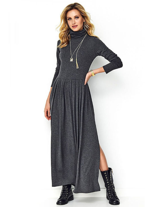 Makadamia Maxi Dress Turtleneck Black