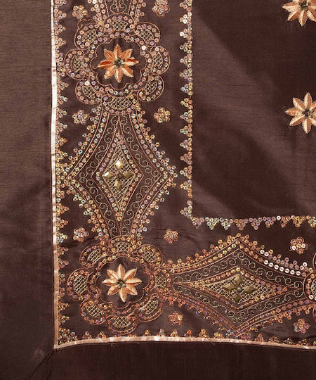 Silk Fashion Подредба 7 Бройки Покривка за Маса Кафява