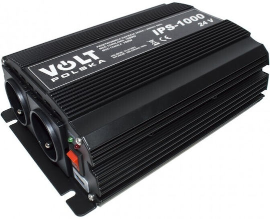 Volt Polska Инвертор за кола Модифицирана синусоидална вълна 700W за преобразуване на 24V DC в 230V AC