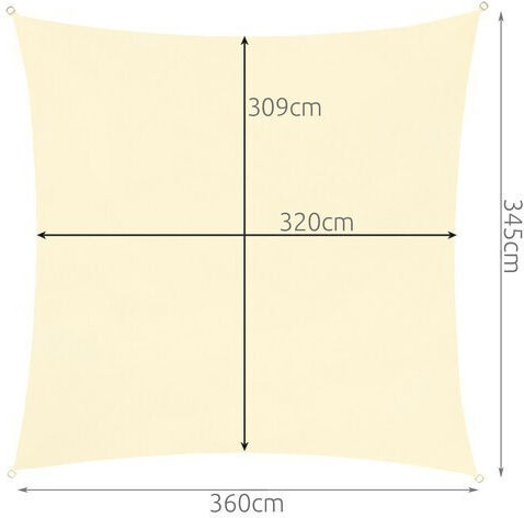 Platz Sonnensegel Ecru 3.6x3.6m 180gr/m²