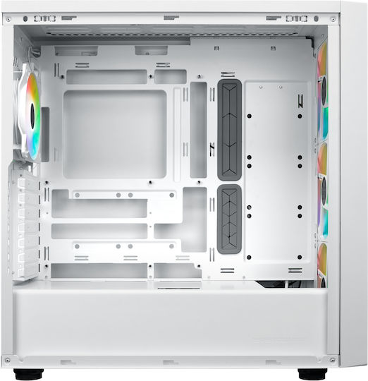 CoolerMaster MasterBox 600 Gaming Midi-Turm Computergehäuse mit Seitenfenster und RGB-Beleuchtung Weiß