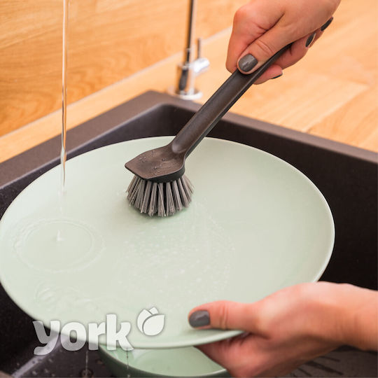 York Plastic Cleaning Brush with Handle Gray