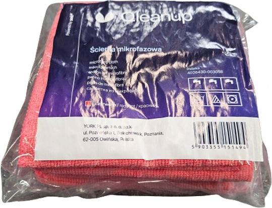 York Cleaning Cloths with Microfibers General Use Red 30x30cm 10pcs