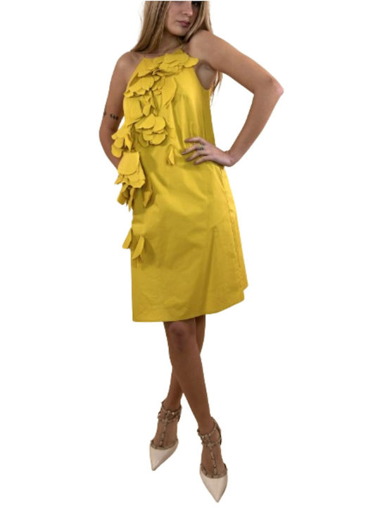 Meimeij Kleid mit Rüschen Gelb