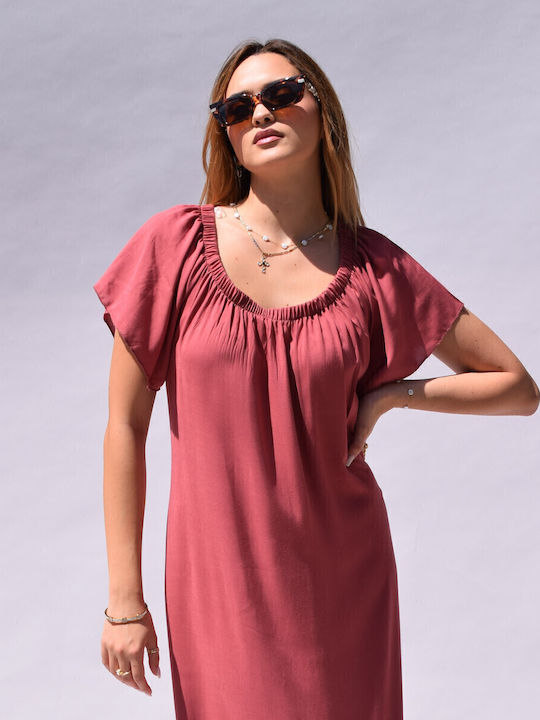 Summer Maxi Dress with Ruffle Orange