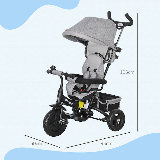 HomCom HomCom Kinderdreirad Wandelbar mit Elterngriff 6 in 1 für 1-5 Jahre Grau