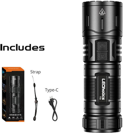 Ledholics Επαναφορτιζόμενος Φακός LED με Μέγιστη Φωτεινότητα 2500lm
