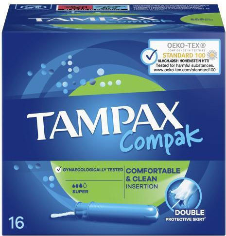 Tampax Ταμπόν Compak Super με Εφαρμογέα για Αυξημένη Ροή 16τμχ