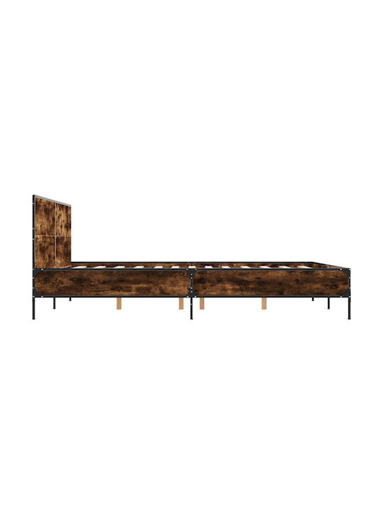 Doppelbett Aus Holz Braun Mit Lattenrost Für Matratze 150x200cm