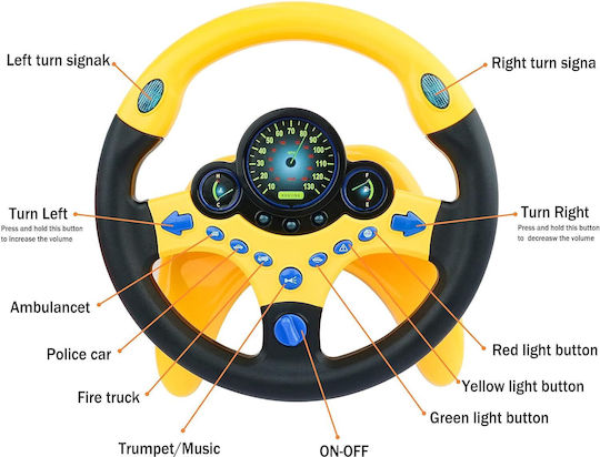 Steering Wheel 1Pc with Lights and Sounds for 36+ Months Yellow 1026-03A