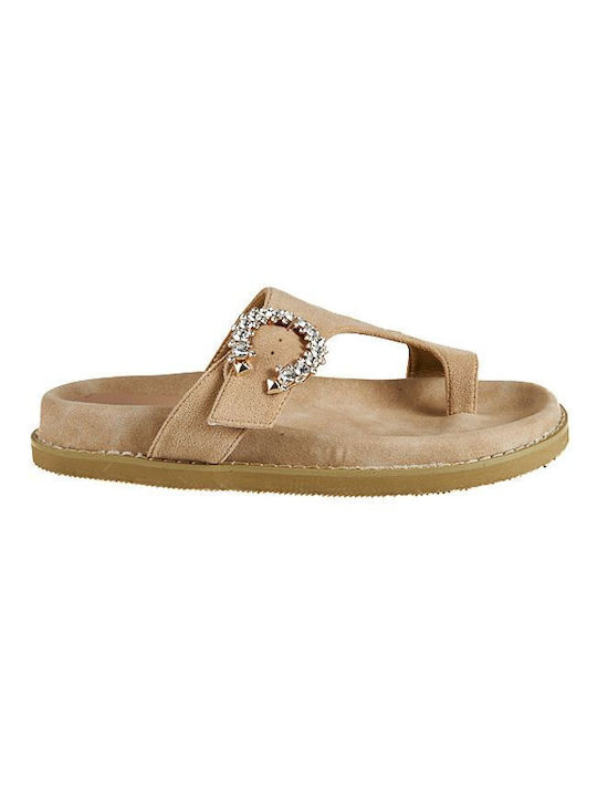 Elenross Damen Flache Sandalen in Beige Farbe