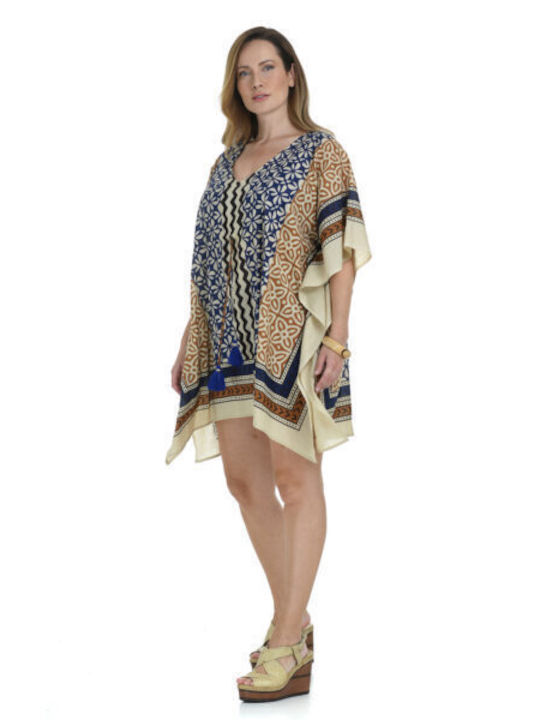 MiandMi Damen Kaftan Strand Beige, Blue