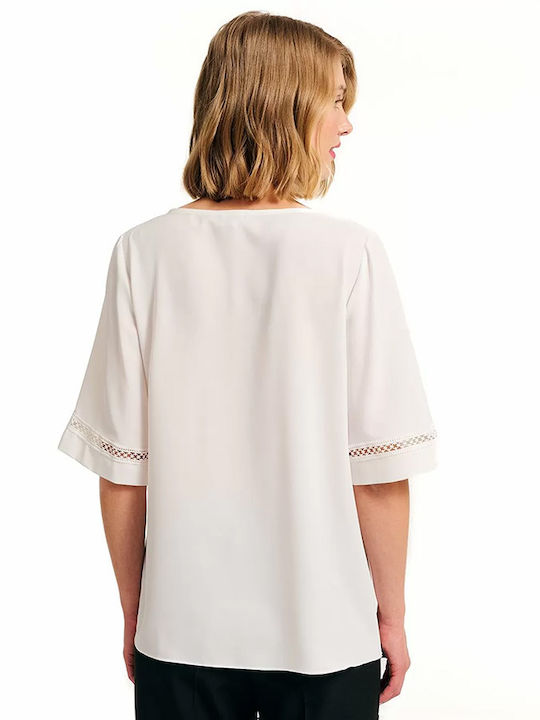 Forel Damen Bluse Kurzärmelig White