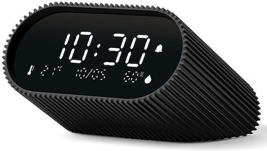 Lexon Ray Clock Tabletop Digital Clock LCD Metal With Alarm Clock Black LR155MN3