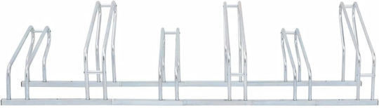 Bicycle Stand for 6 Bicycles Floor-Mounted Galvanized Steel Silver 4005577