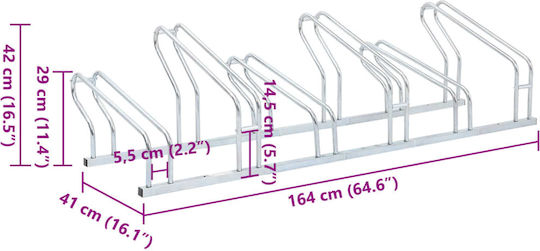 Bicycle Stand for 6 Bicycles Floor-Mounted Galvanized Steel Silver 4005577