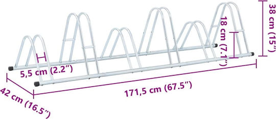 vidaXL Bicycle Stand for 6 Bicycles Floor-Mounted Galvanized Steel Silver