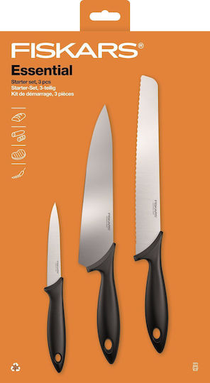 Fiskars Essential Комплект Ножове от Неръждаема Стомана 3 Бройки