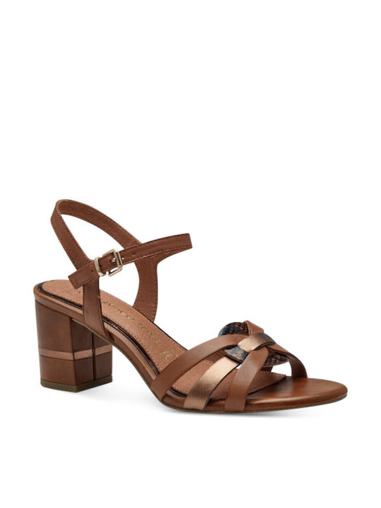 Marco Tozzi Leather Women's Sandals Tabac Brown