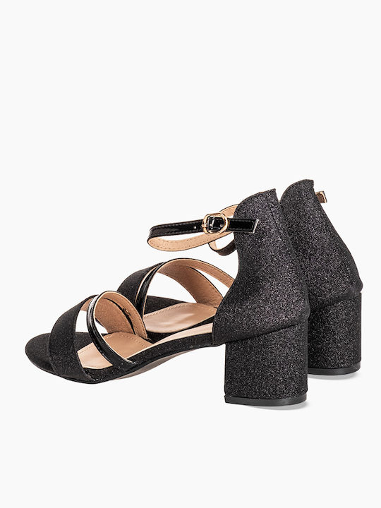 Glitzer-Riemchensandalen 364.dm195a-sa Schwarz