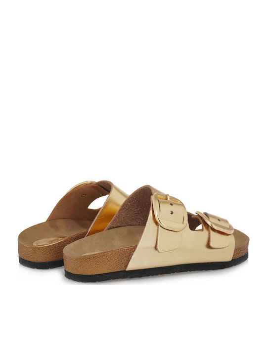 Sandale Casual Damă Din Piele Aurii