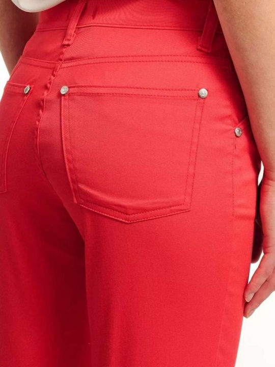 Women's Fabric Trousers Slim Fit Orange
