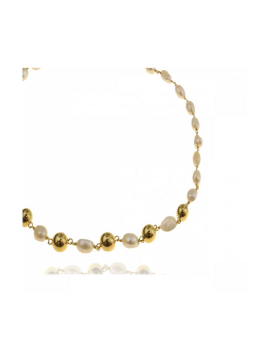 Gregio Necklace from Gold Plated Silver with Pearls