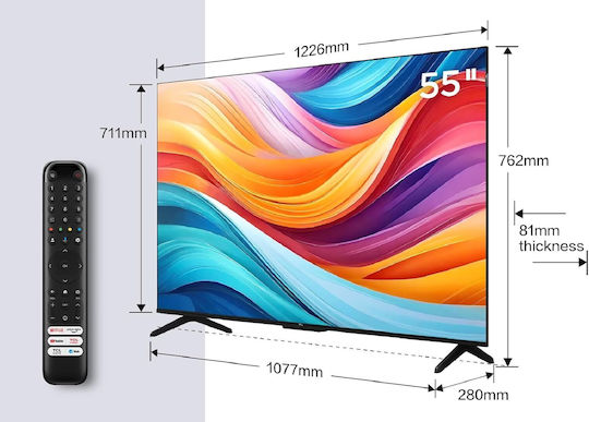 TCL Smart Τηλεόραση 55" 4K UHD QLED T7B HDR (2024) 55T7B