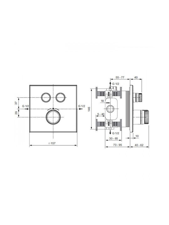 Ideal Standard Built-in Faucet Mixer for Shower 2 Exits Black