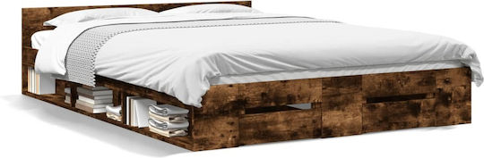 Kids Bed Classic Semi Double with Storage Space Brown for Mattress 120x190cm