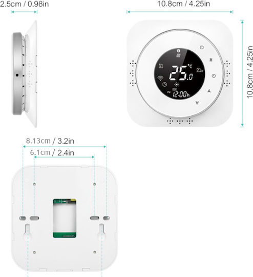 MOES BHT-6000WM-GCLW Ψηφιακός Θερμοστάτης Χώρου Smart με Οθόνη Αφής και Wi-Fi