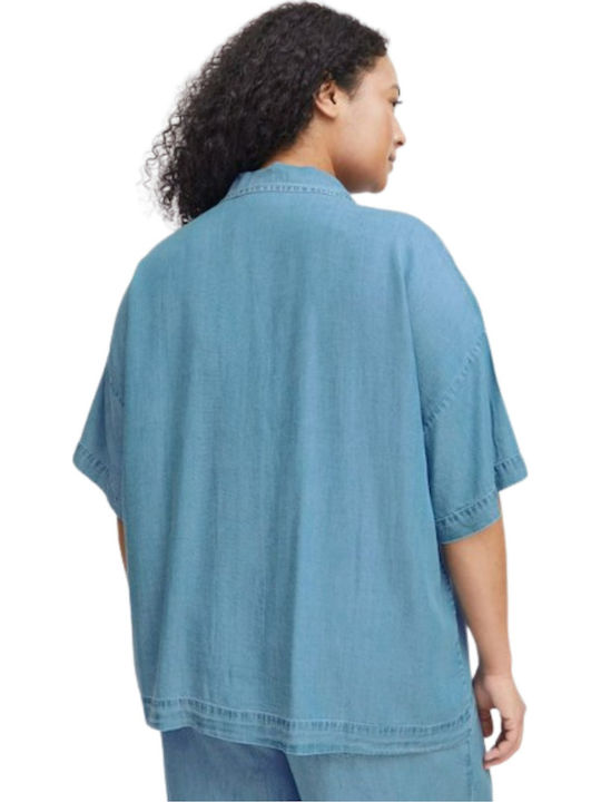 Women's Denim Short Sleeve Shirt Blue