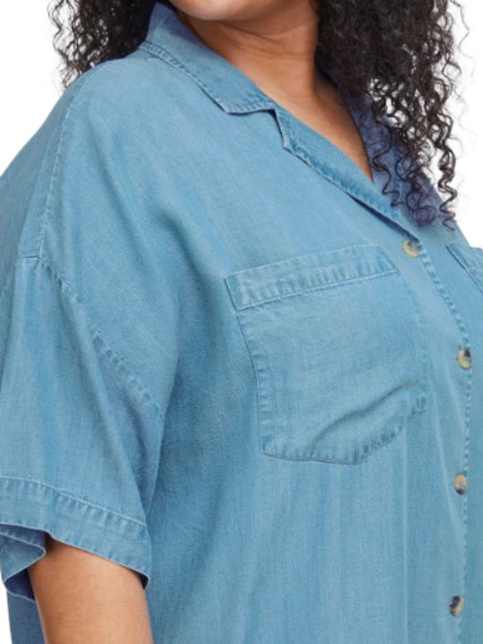 Women's Denim Short Sleeve Shirt Blue