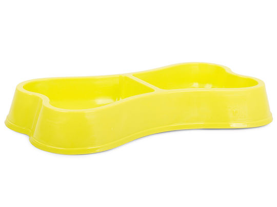 Plastic Bol Mâncare pentru Câine & Pisică pe Bază 2x 150ml 24.5cm în Culoare Galben