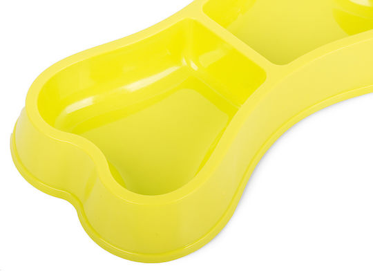 Plastic Bol Mâncare pentru Câine & Pisică pe Bază 2x 150ml 24.5cm în Culoare Galben