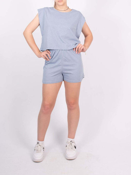 Set Crop Top Șorturi Roșu Cărămiziu