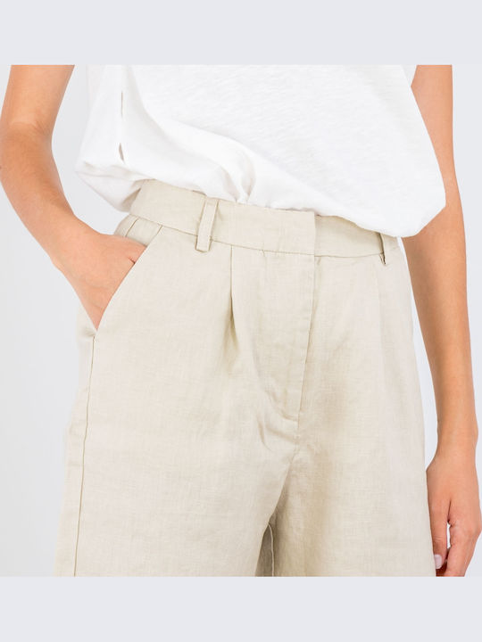 Women's Bermuda Shorts Linen Beige
